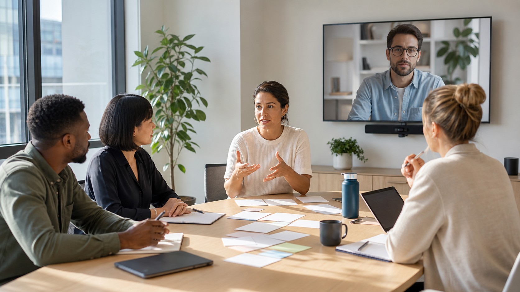 Editorial business image for Hybrid Team Communication Best Practices for Modern Workplaces